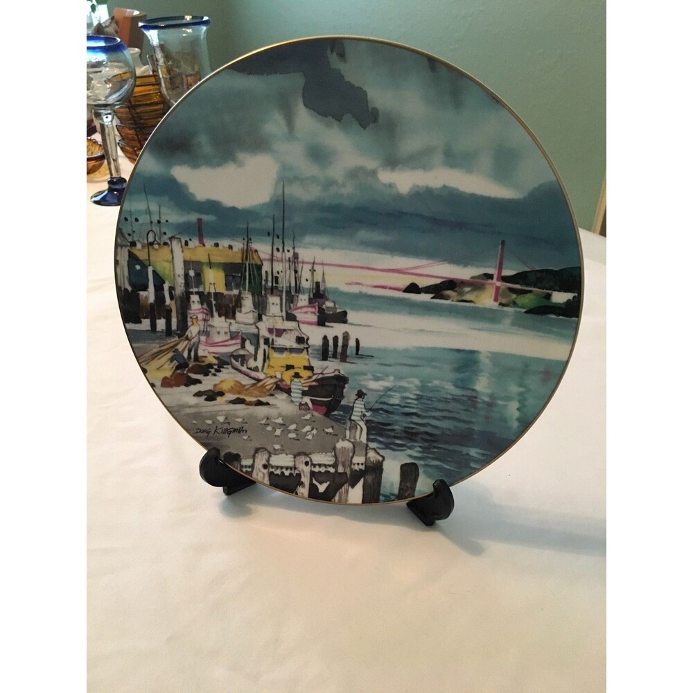 Royal Doulton 10" D Collector Plate Fisherman's Wharf San Francisco Dong Kingman